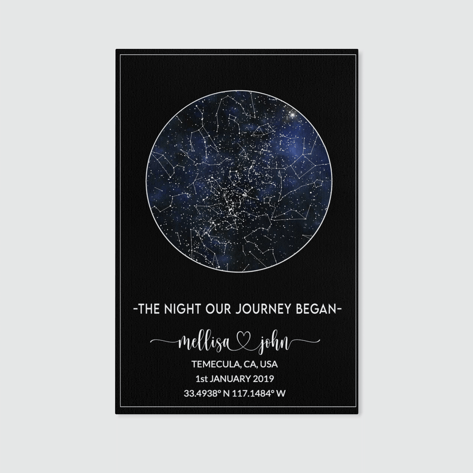 Valentine Day Gift For Boyfriend Him Husband Personalized Night Sky Premium Canvas