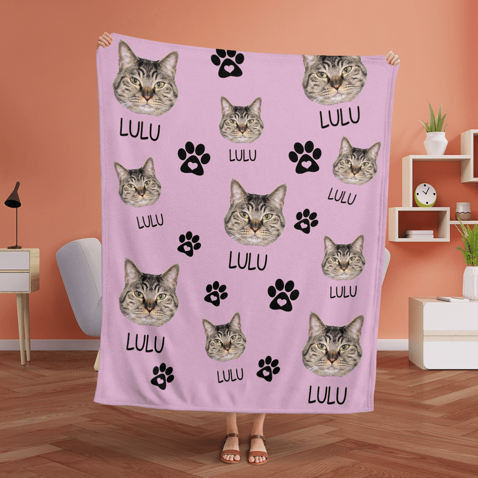 Custom Pet Photo blanket, Any Pet Photo Blanket, Cat Photo Blanket, Cat Mom Gift, Cat Grandma Gift