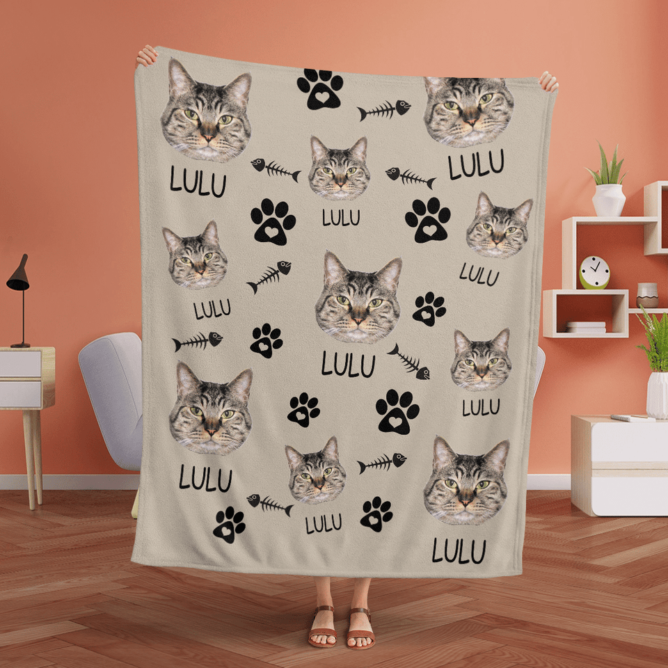 Custom Pet Photo blanket, Any Pet Photo Blanket, Cat Photo Blanket, Cat Mom Gift, Cat Grandma Gift