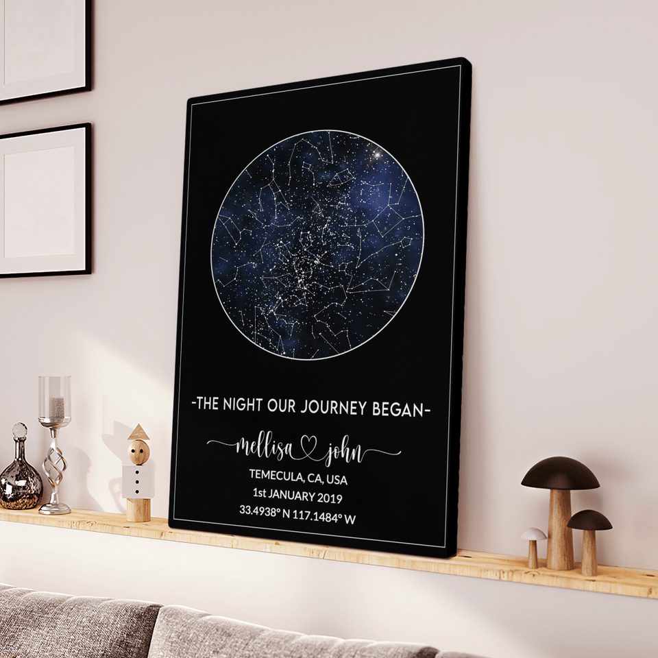 Valentine Day Gift For Boyfriend Him Husband Personalized Night Sky Premium Canvas
