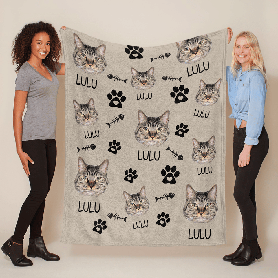 Custom Pet Photo blanket, Any Pet Photo Blanket, Cat Photo Blanket, Cat Mom Gift, Cat Grandma Gift