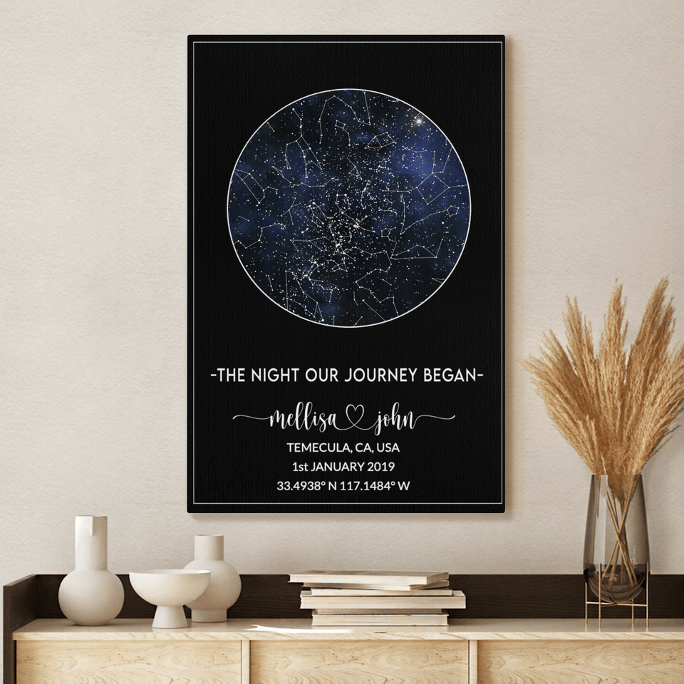 Valentine Day Gift For Boyfriend Him Husband Personalized Night Sky Premium Canvas