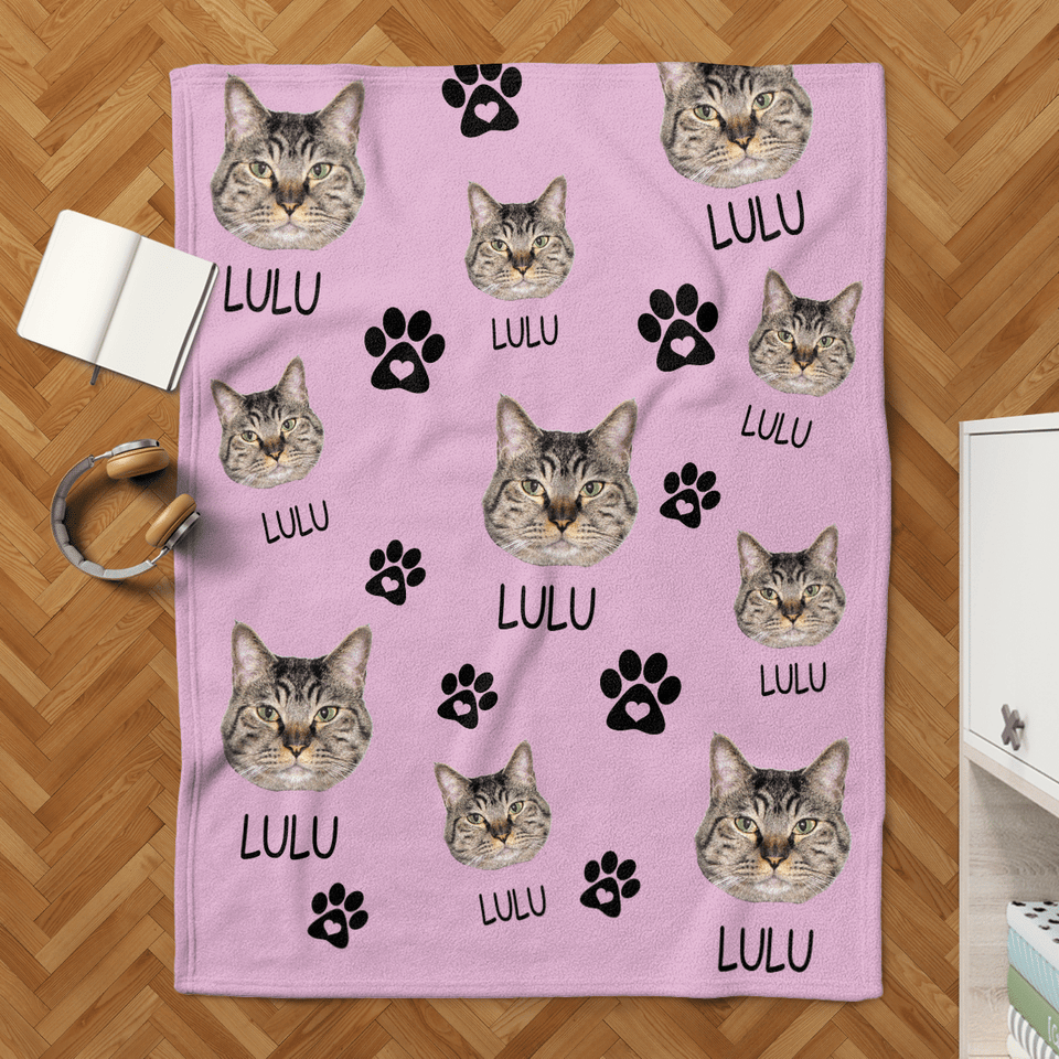 Custom Pet Photo blanket, Any Pet Photo Blanket, Cat Photo Blanket, Cat Mom Gift, Cat Grandma Gift