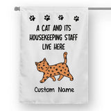 Cats And Staff Live Here Personalized Cat Decorative Garden Flags