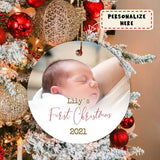 Personalized Baby Photo First Christmas Ceramic Ornament, Custom Photo Ornament