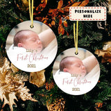 Personalized Baby Photo First Christmas Ceramic Ornament, Custom Photo Ornament