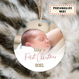 Personalized Baby Photo First Christmas Ceramic Ornament, Custom Photo Ornament
