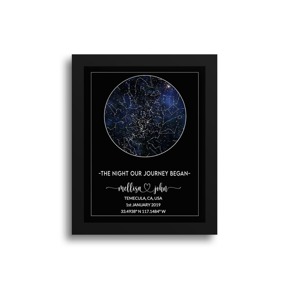 Valentine Gift For Boyfriend Him Personalized Valentine Night Sky Star Framed Art Print
