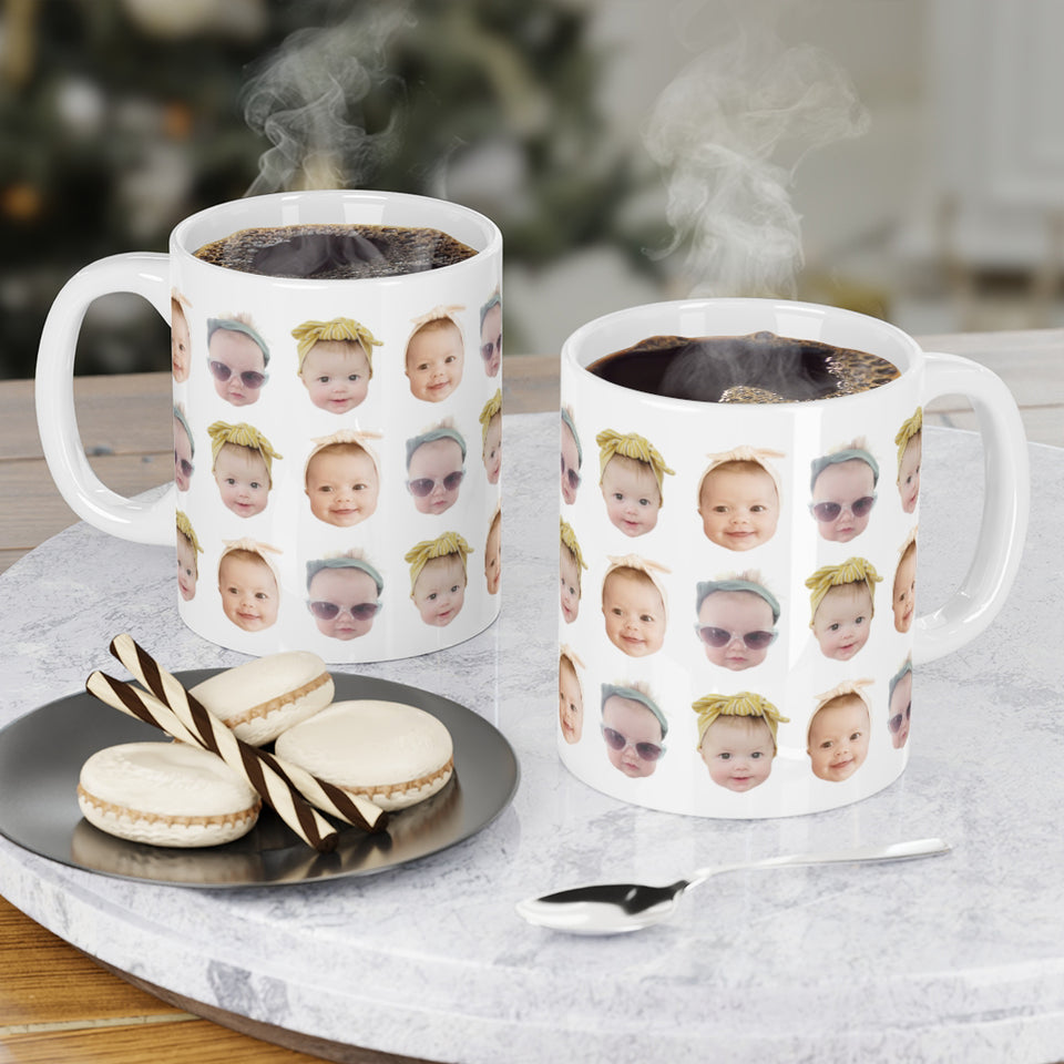 Custom Baby Face Mug, Funny Coffee Cup Gift for Mom, Dad, Grandma, Grandpa