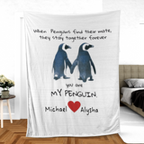 Funny Penguin Couple Blanket, Gift for Her or Him, Anniversary or Engagement Gift