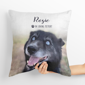 Personalized Pet Loss Throw Pillow, In Loving Memory Dog Sympathy Gift, Suede Pillow for Loss of Pet