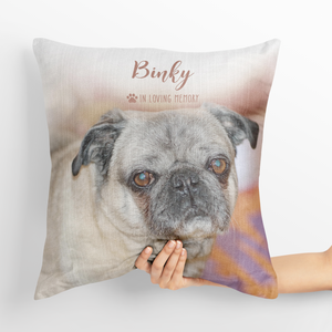 Personalized Pet Loss Throw Pillow, In Loving Memory Dog Sympathy Gift, Suede Pillow for Loss of Pet