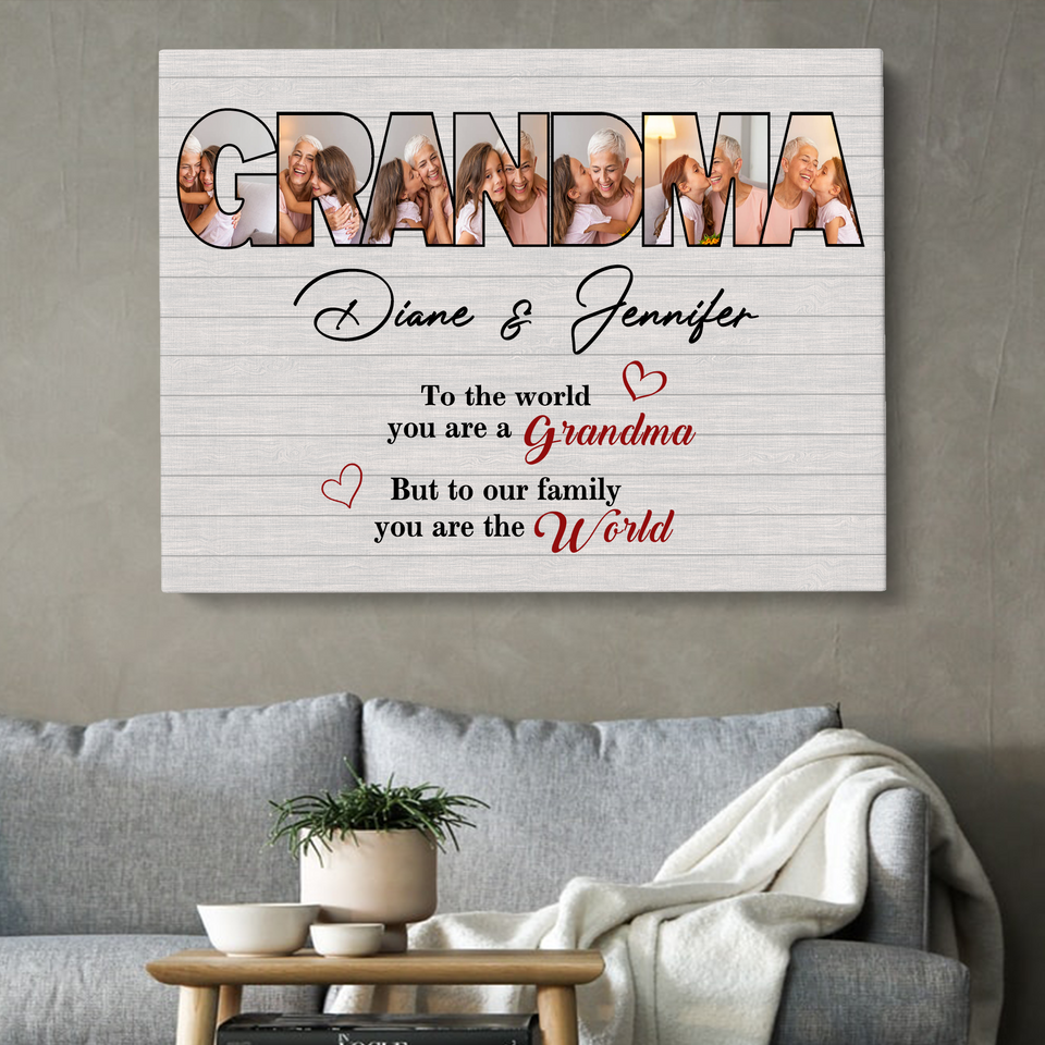 Personalized Grandma Photo Canvas, Gift For Grandma, Gift For Mother's Day, Birthday Gift For Grandma, Family Photo Canvas