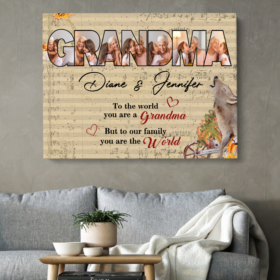 Personalized Grandma Photo Canvas, Gift For Grandma, Gift For Mother's Day, Birthday Gift For Grandma, Family Photo Canvas