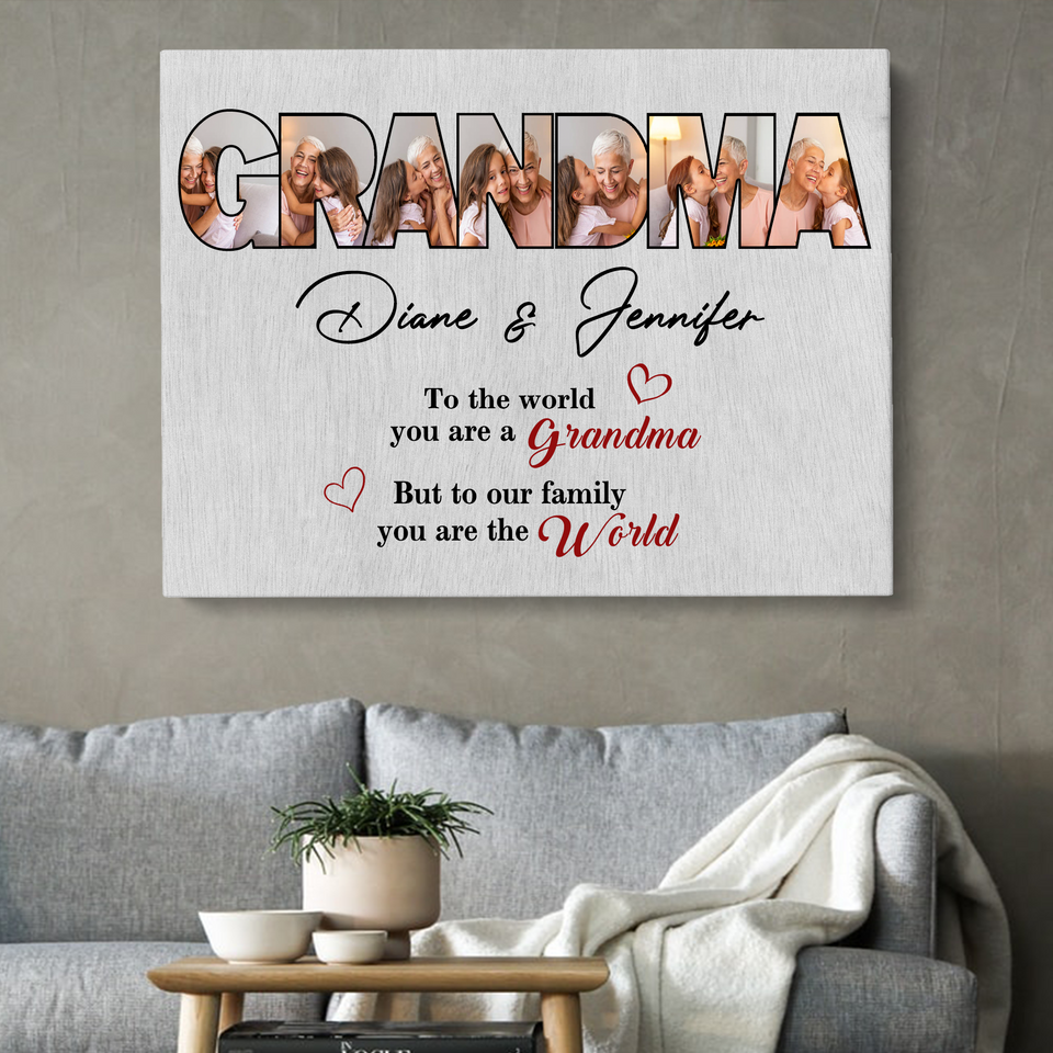 Personalized Grandma Photo Canvas, Gift For Grandma, Gift For Mother's Day, Birthday Gift For Grandma, Family Photo Canvas
