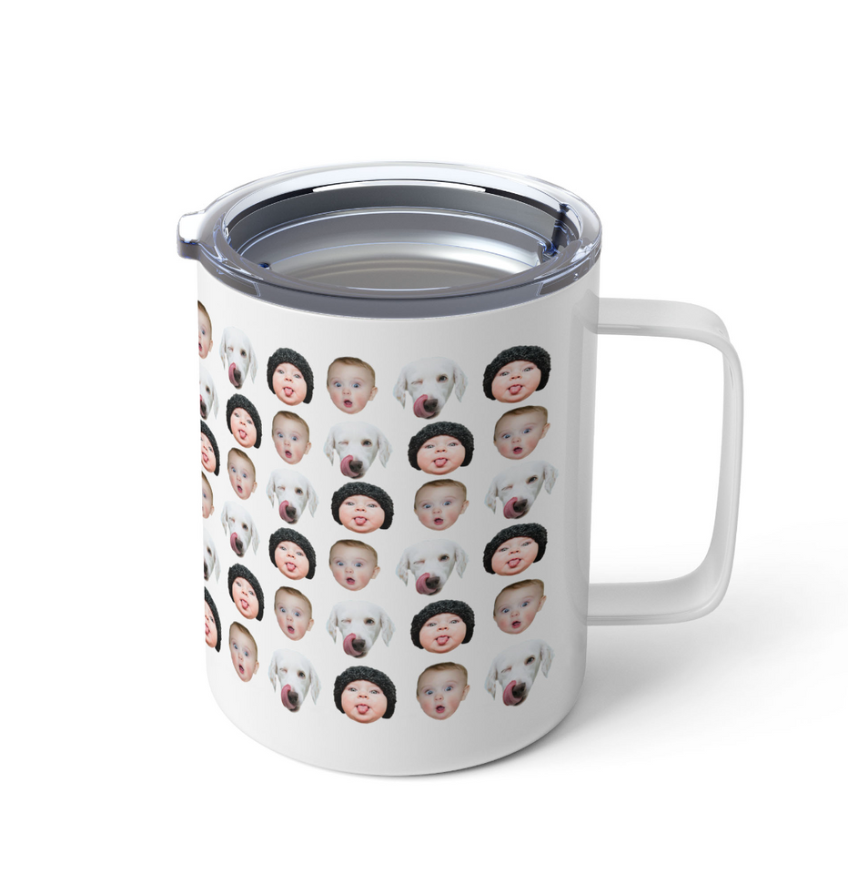 Create a Mom Gifts on Funny Insulated Mug with Your Pet & Baby Face on it
