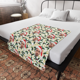 Custom Any Photo Face Funny Christmas Holly Fleecee/Sherpa Blanket