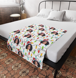 Christmas Gift for Him or Her, Custom Any Photo Face Funny Christmas Light Fleecee/Sherpa Blanket - GreatestCustom