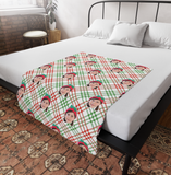 Custom Any Photo Face Funny Christmas Plaid Fleecee/Sherpa Blanket