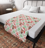 Custom Any Photo Face Funny Christmas Plaid Fleecee/Sherpa Blanket