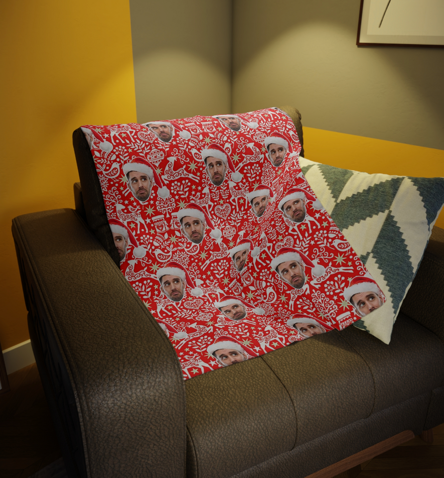 Custom Any Photo Face Funny Christmas Fleecee/Sherpa Blanket