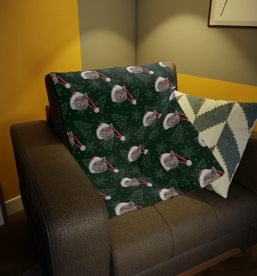 Custom Any Photo Face Funny Christmas Tree Fleecee/Sherpa Blanket