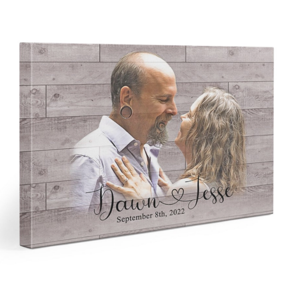 Personalized Wedding Couple Gift Painting, Anniversary Gift Couple Canvas Wall Art