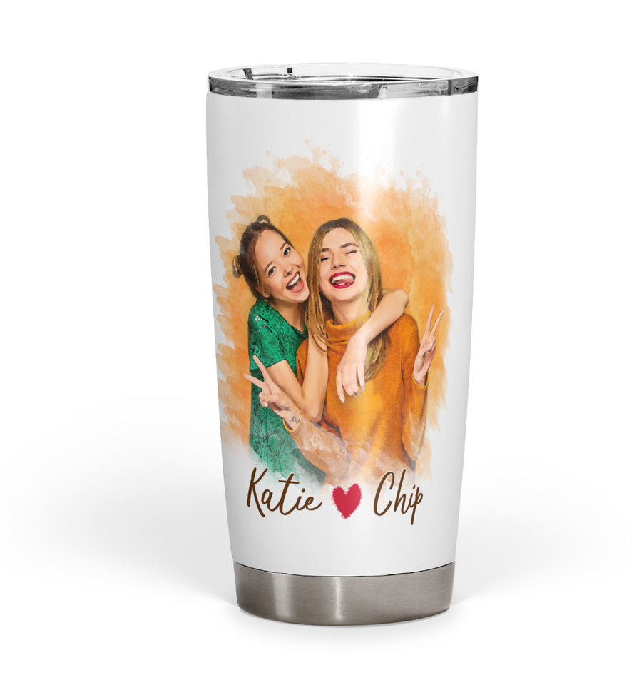Personalized Best Friend Portrait Fat Tumbler, Best Friend Photo on Fat Tumbler
