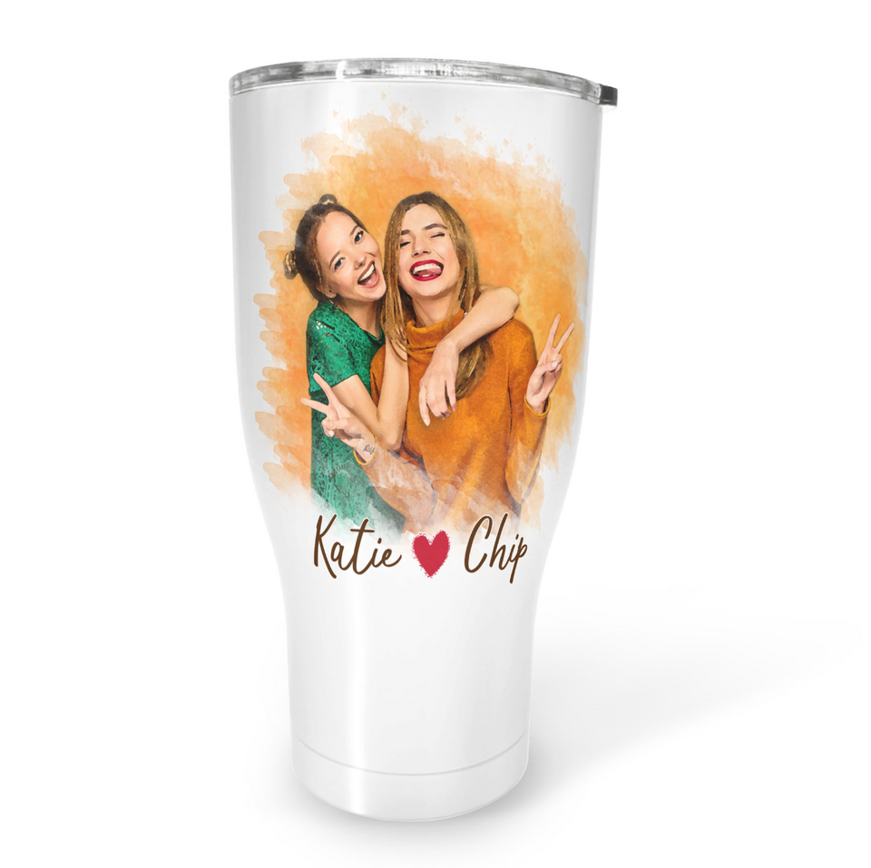 Personalized Best Friend Portrait Fat Tumbler, Best Friend Photo on Fat Tumbler