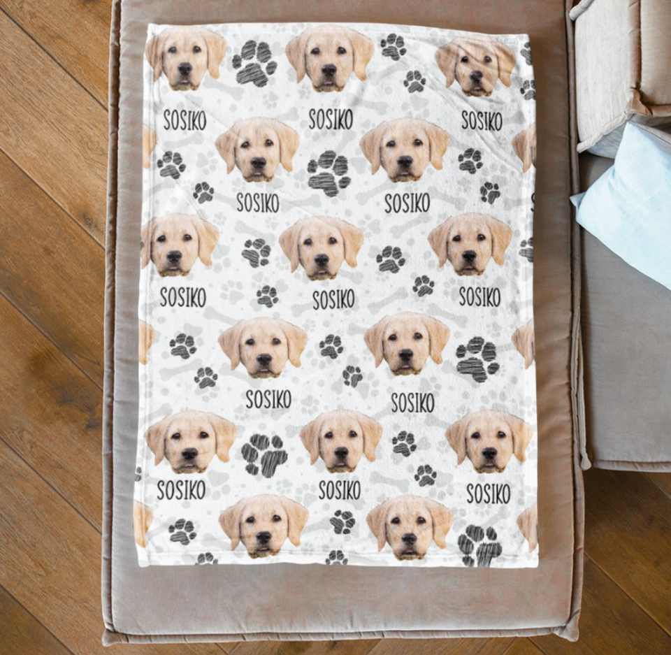 Upload Dog Photo on Blanket, Gift for Dog Lovers Personalized Blanket