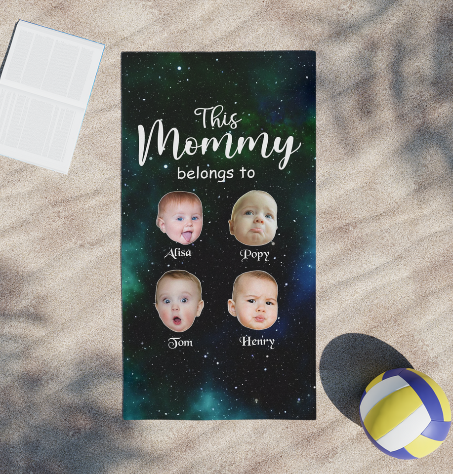Funny Beach Towels for Mom, Personalized Mom This Mommy Belongs To Beach Towels