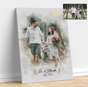 Valentine Day Gift For Him & Her, Valentine Watercolor Premium Canvas