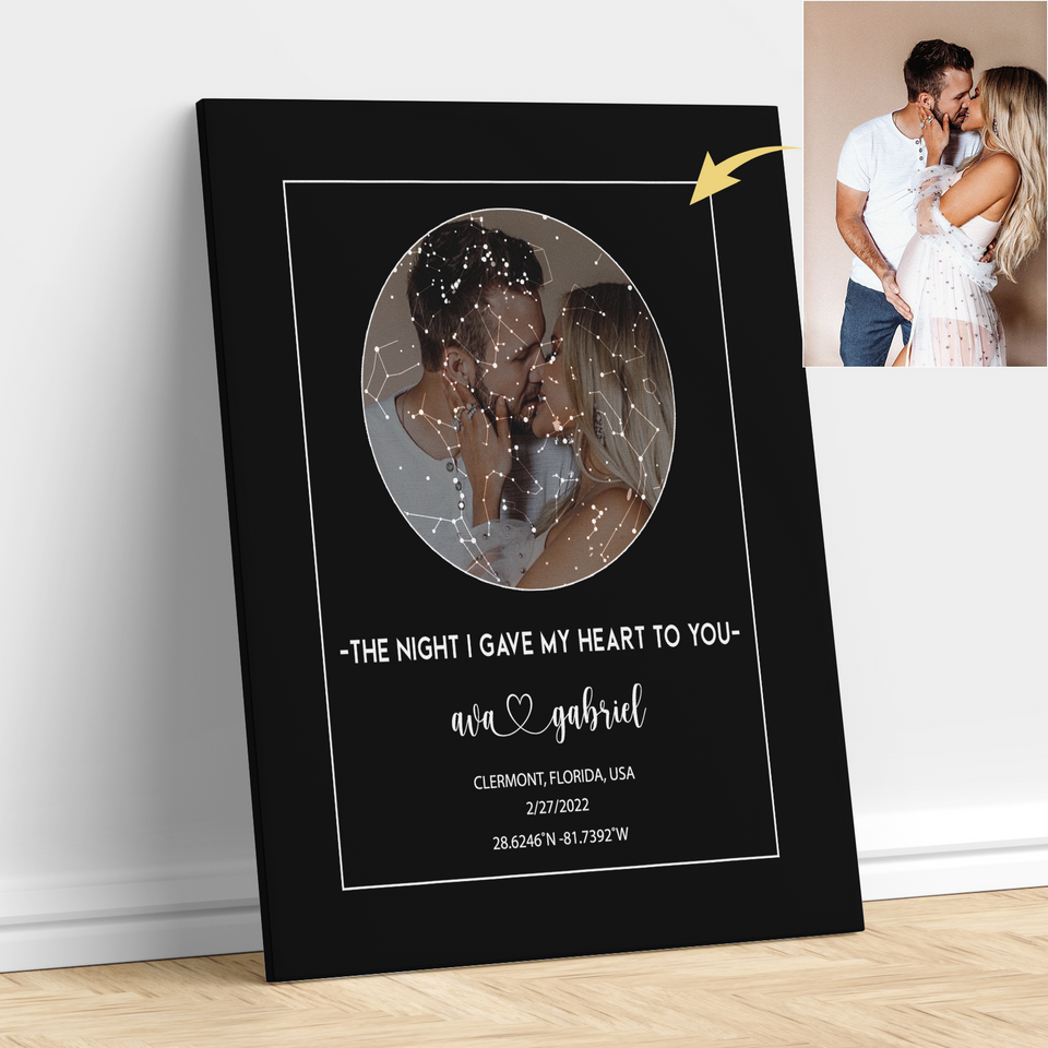 Personalized Star Map Canvas, Custom Night Sky Print for Couple, Perfect Anniversary Gift