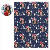 Custom Any Photo Face Funny Christmas Blue Fleecee/Sherpa Blanket