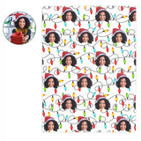 Christmas Gift for Him or Her, Custom Any Photo Face Funny Christmas Light Fleecee/Sherpa Blanket - GreatestCustom