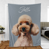 Personalized Dog Portrait Blanket, Custom Pet Blanket, Perfect Gift for Dog Lovers & Pet Loss