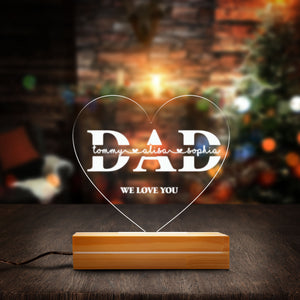 Father's Day Gift Night Light Gift For Dad Night Light Personalized Dad Plaque LED Lamp Night Light