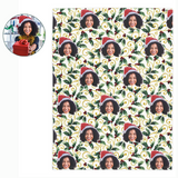 Custom Any Photo Face Funny Christmas Holly Fleecee/Sherpa Blanket