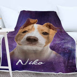 Personalized Custom Dog/Cat Portrait Galaxy Fleece/Sherpa Blanket, Dog Mom Gift Blanket