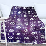 Custom Dog Puppy Blanket, Personalized Paw Print Name Galaxy Blanket