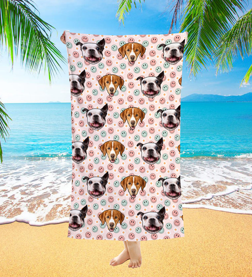 Personalized Pet Dog Cat Retro Beach Towel
