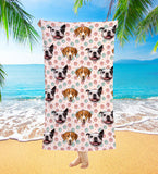 Personalized Pet Dog Cat Retro Beach Towel