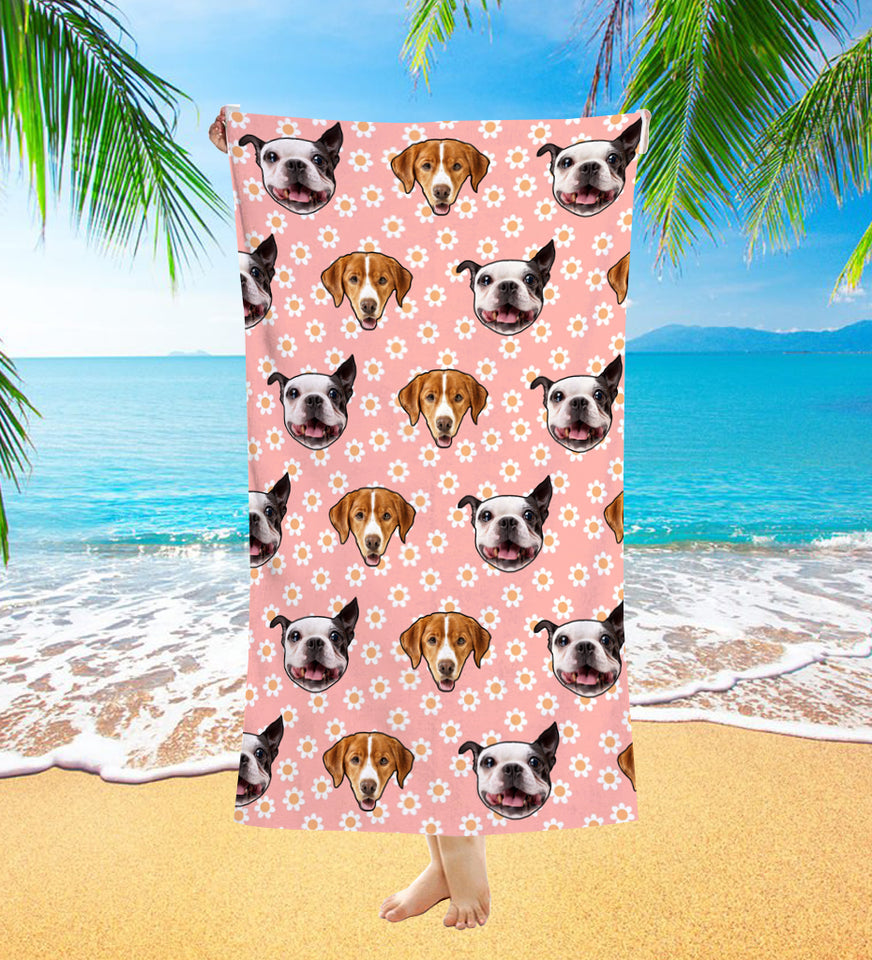 Personalized Pet Dog Cat Retro Beach Towel