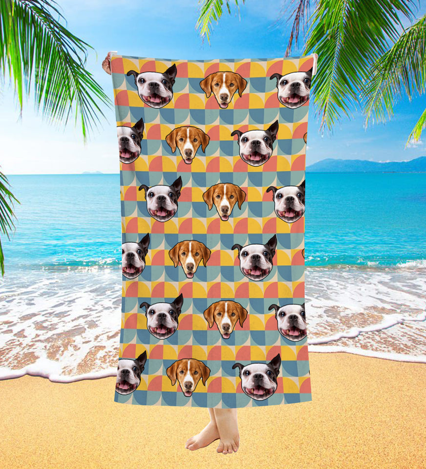 Personalized Pet Dog Cat Retro Beach Towel