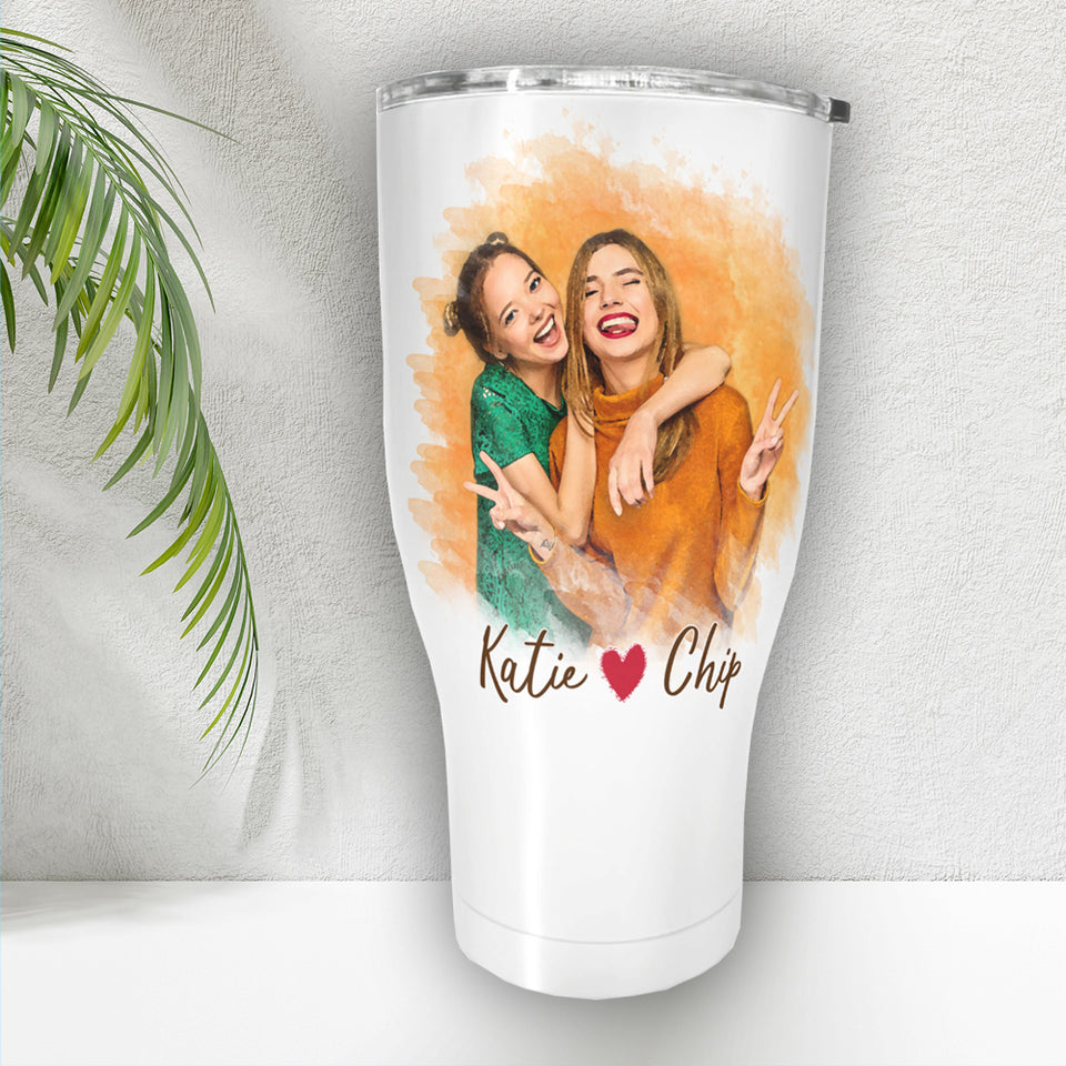 Personalized Best Friend Portrait Fat Tumbler, Best Friend Photo on Fat Tumbler