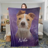 Personalized Custom Dog/Cat Portrait Galaxy Fleece/Sherpa Blanket, Dog Mom Gift Blanket