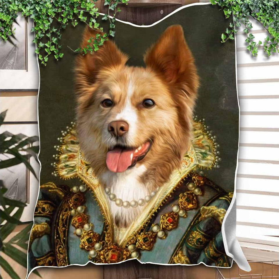 Custom Royal Pet Blanket, Royal Pet Queen King, Personalized Dog, Cat Blanket, Custom Pet Funny Blanket, Renaissance Pet, Fancy Pet Blanket