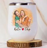 Personalized Best Friend Portrait Tumbler, Best Friend Photo on Wine Tumbler