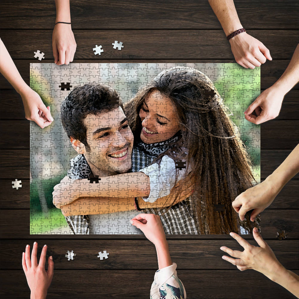 Personalized Your Couple Photo Puzzle, Puzzle From Your Couple Photo 252/500 Pieces - GreatestCustom