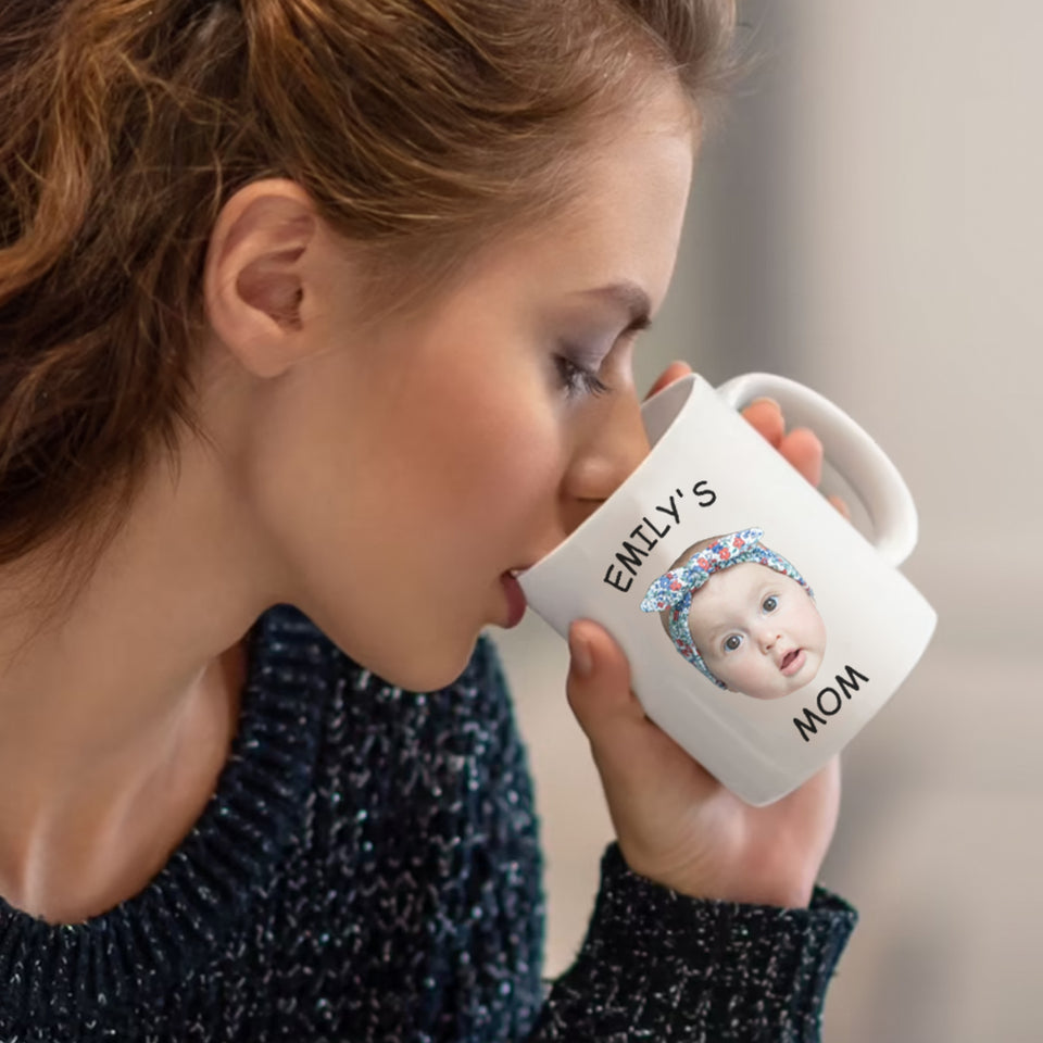 Custom Baby Photo Face Mug, Mug Gift For New Mom, New Mom Birthday Gift